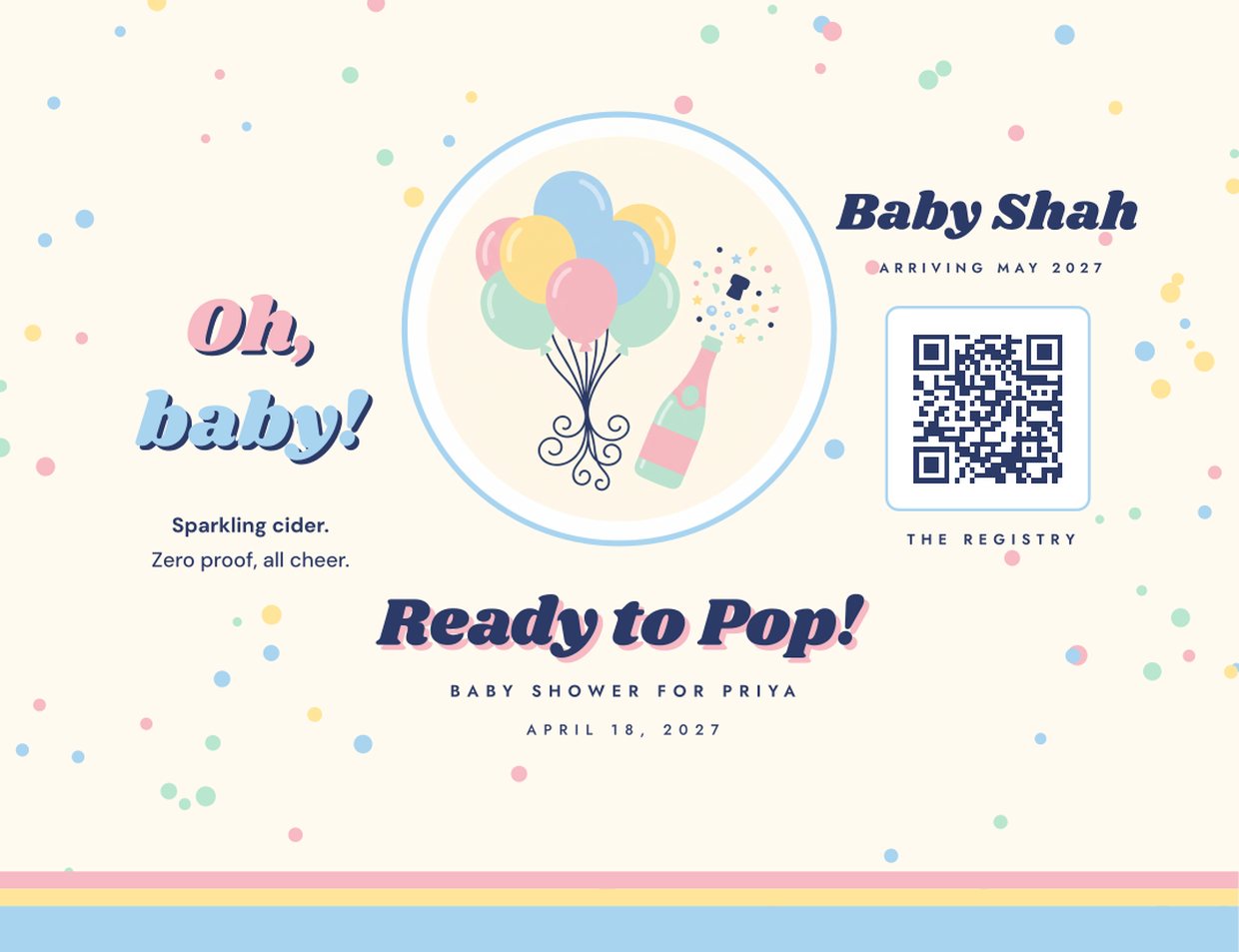 Ready to pop label sample: Baby shower for Priya